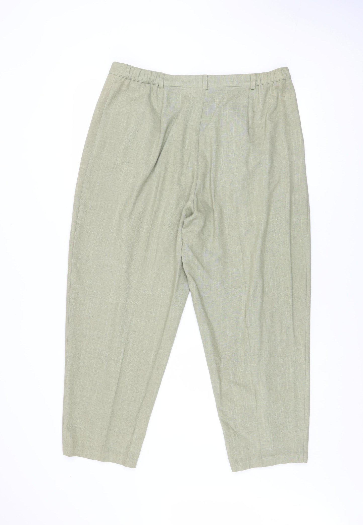 Berkertex Womens Green Size 18 Pleated Tapered Linen Blend Trousers