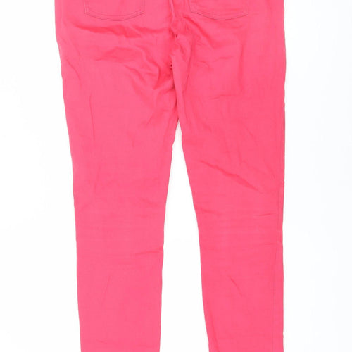 Vila Womens Pink Skinny Jeans L Slim Fit Mid Rise Stretch Denim
