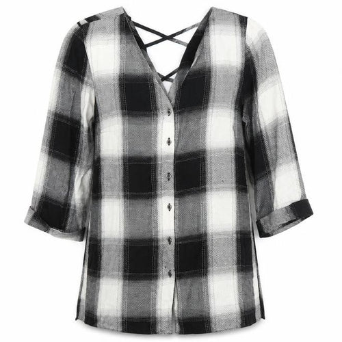 River Island Women’s Black Check Tunic Button-Up Shirt UK 10
