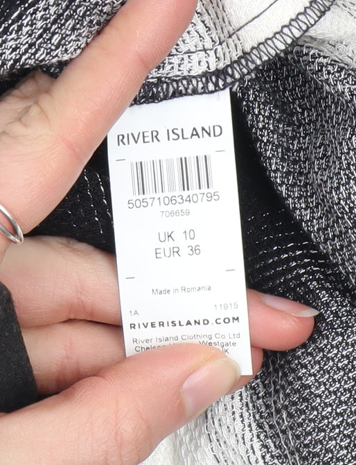 River Island Women’s Black Check Tunic Button-Up Shirt UK 10