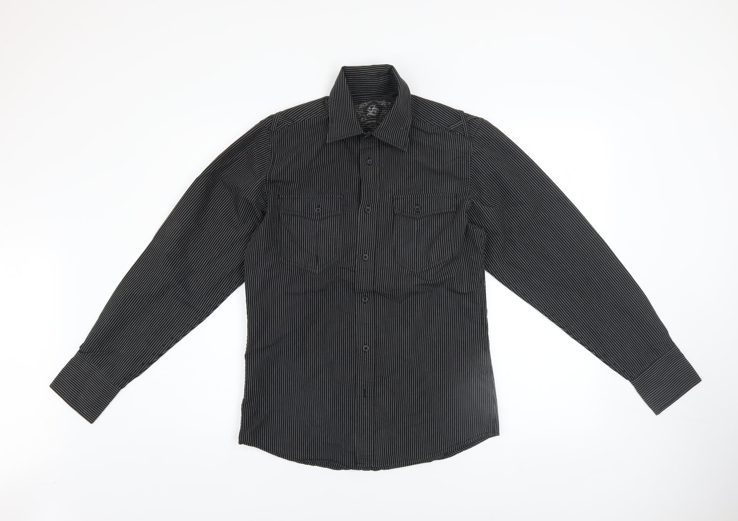 Cedarwood State Men's Black Striped Long Sleeve Button-Up Shirt Size S