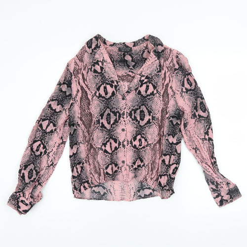 Topshop Women’s Pink Snake Print Viscose Blouse Size 8