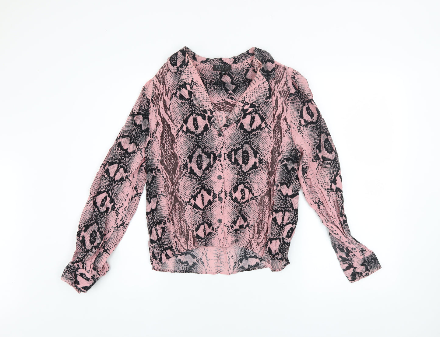 Topshop Women’s Pink Snake Print Viscose Blouse Size 8