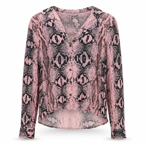 Topshop Women’s Pink Snake Print Viscose Blouse Size 8