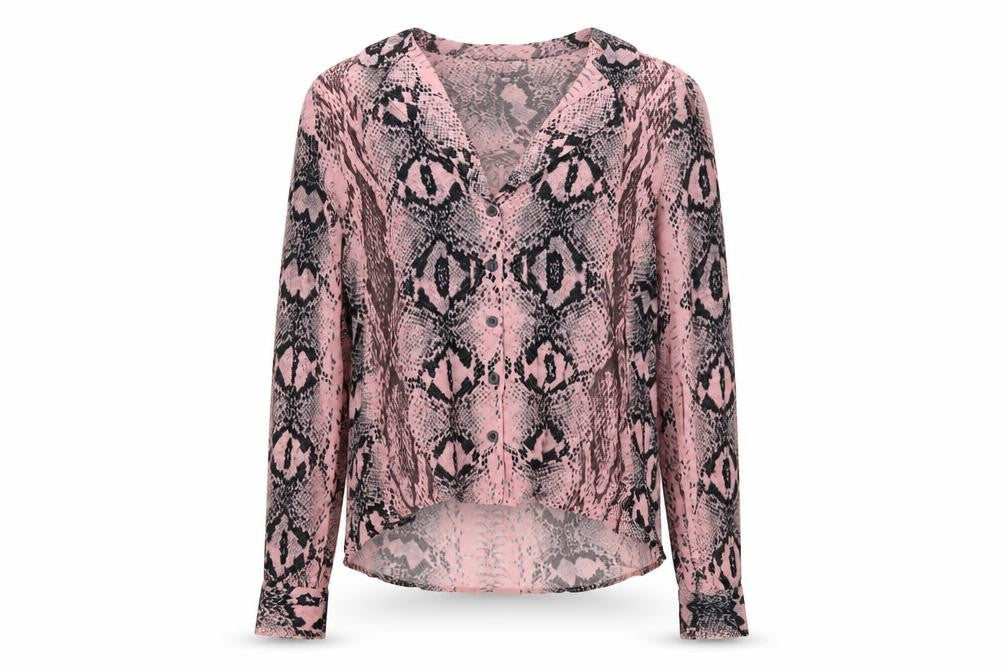 Topshop Women’s Pink Snake Print Viscose Blouse Size 8