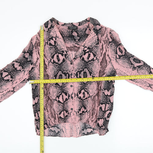Topshop Women’s Pink Snake Print Viscose Blouse Size 8