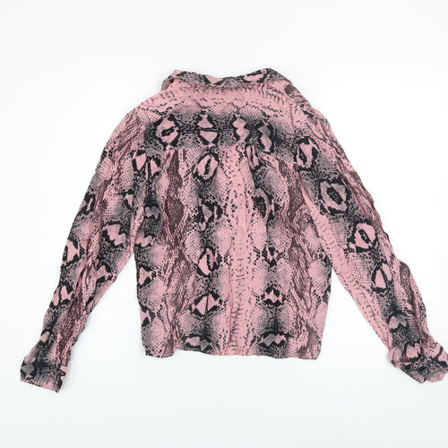 Topshop Women’s Pink Snake Print Viscose Blouse Size 8