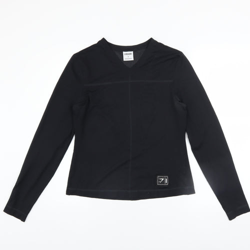 Gymshark Womens Black Long Sleeve V-Neck Slim Fit Activewear Top Size S
