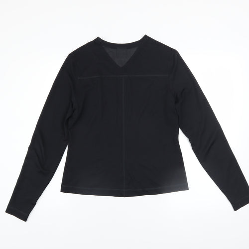 Gymshark Womens Black Long Sleeve V-Neck Slim Fit Activewear Top Size S