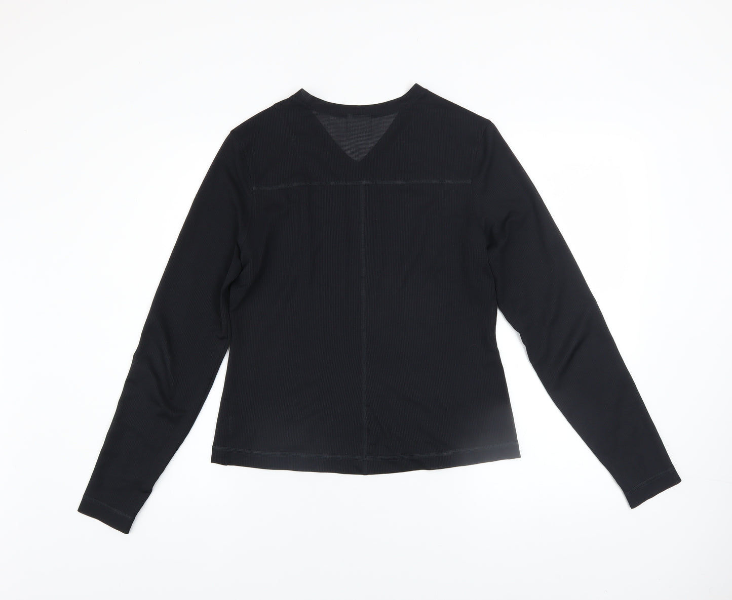 Gymshark Womens Black Long Sleeve V-Neck Slim Fit Activewear Top Size S
