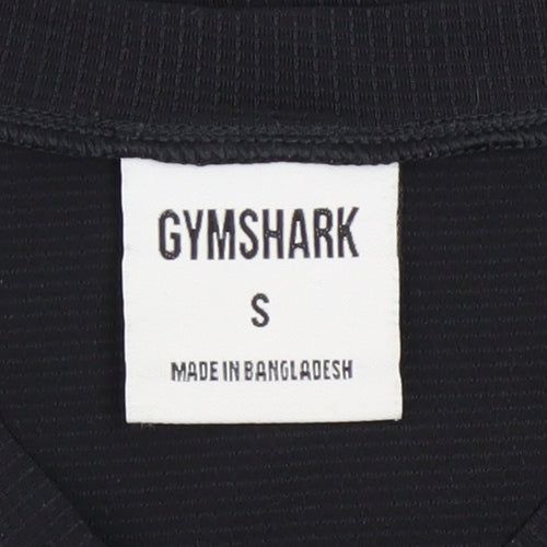Gymshark Womens Black Long Sleeve V-Neck Slim Fit Activewear Top Size S