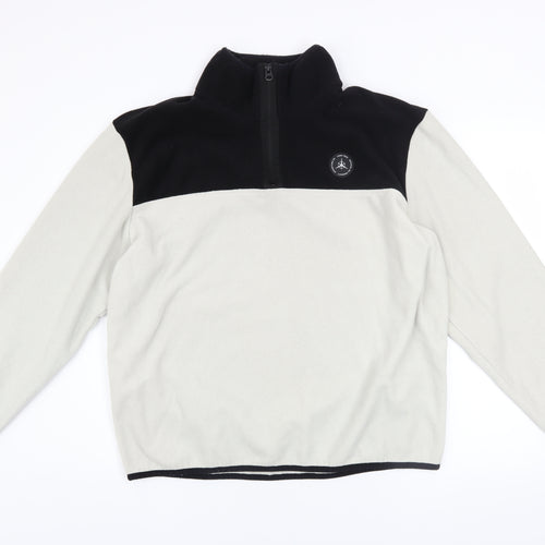 Jack & Jones Men's Beige Black Fleece 1/4 Zip Sweatshirt XL