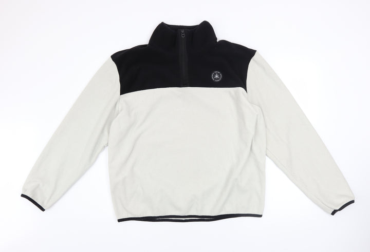 Jack & Jones Men's Beige Black Fleece 1/4 Zip Sweatshirt XL