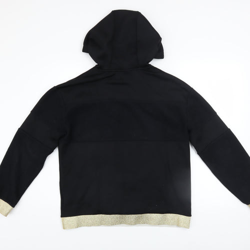 Nike Women's Black Hoodie Small Gold Trim Pullover Fleece Sweatshirt