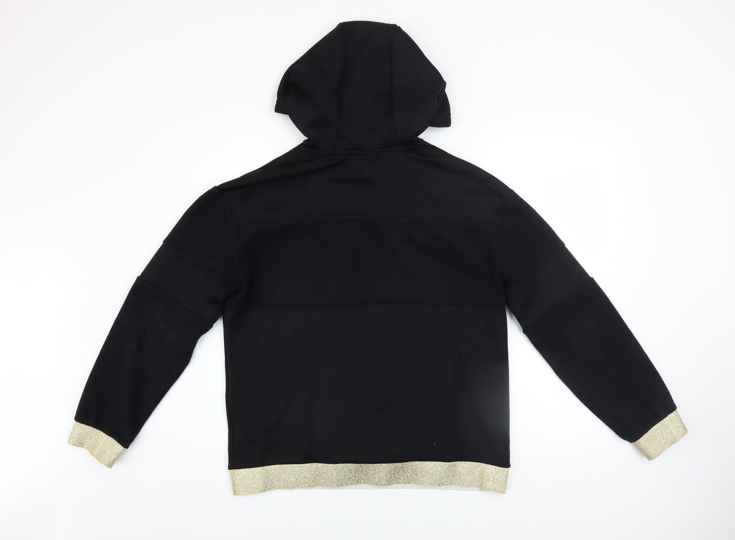 Nike Women's Black Hoodie Small Gold Trim Pullover Fleece Sweatshirt