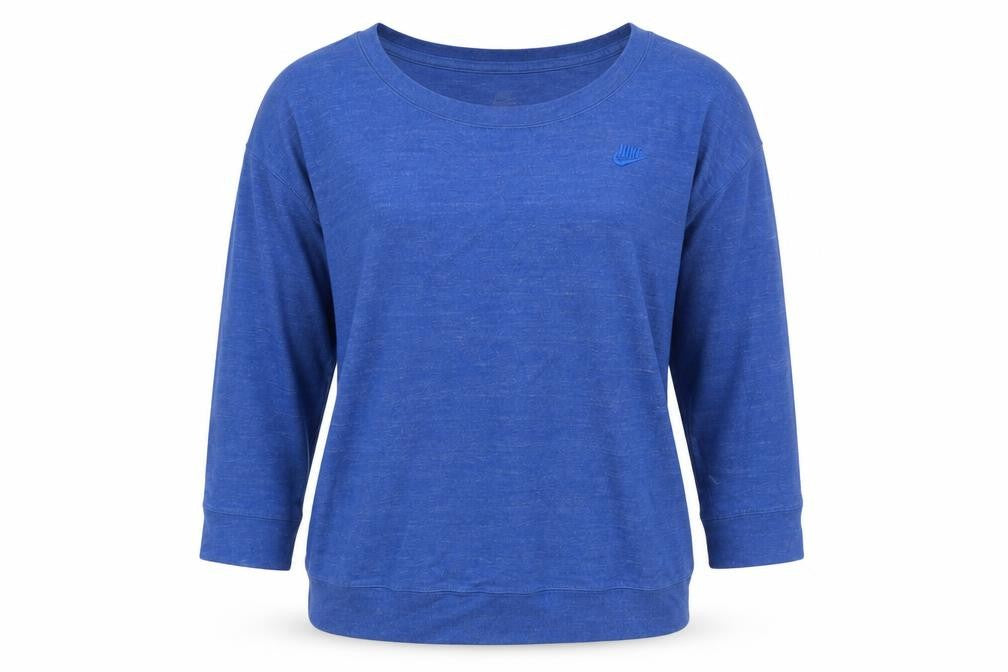 Front view of Nike women’s blue xs pullover sweatshirt crew neck lightweight sportswear
