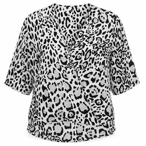 Topshop Women's Black Animal Print Wrap Blouse UK 6