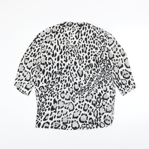 Topshop Women's Black Animal Print Wrap Blouse UK 6