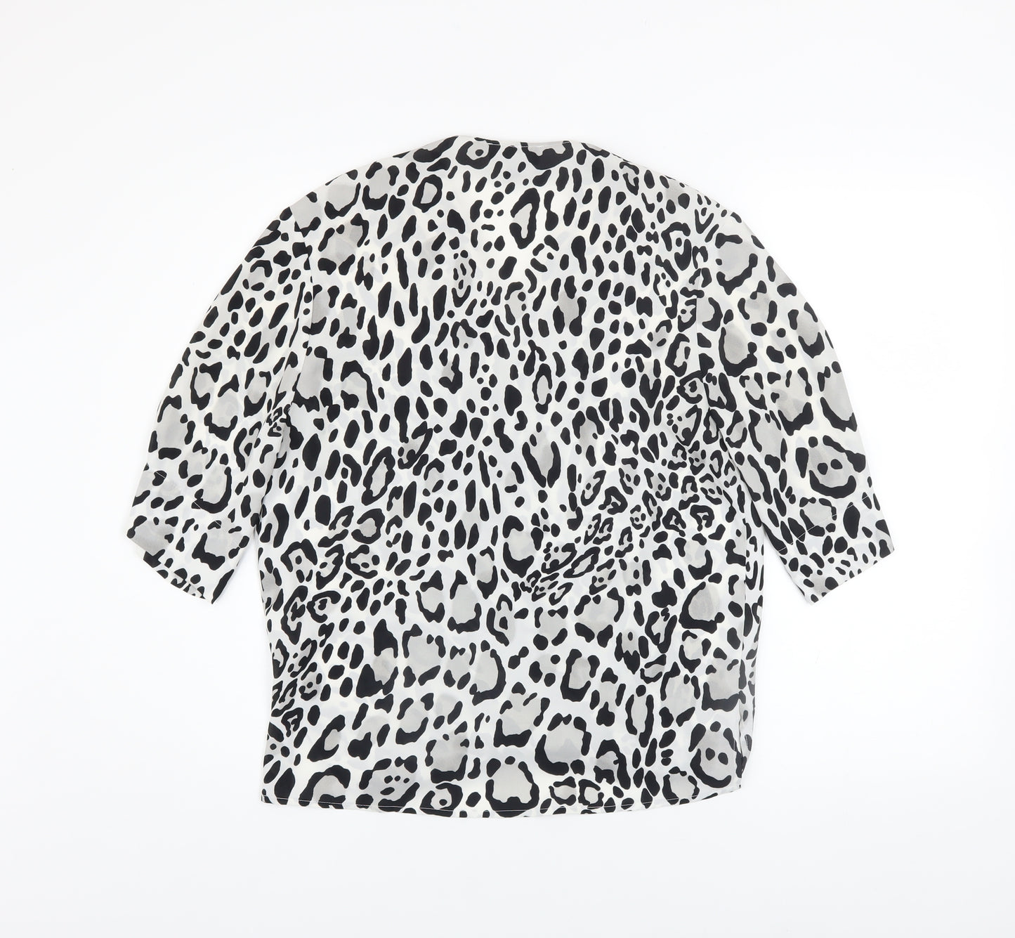 Topshop Women's Black Animal Print Wrap Blouse UK 6