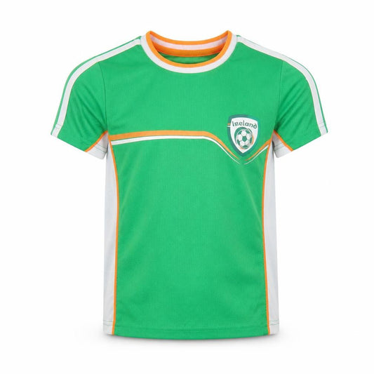 Front view of St Bernard boys’ green ireland football jersey t-shirt 6 years
