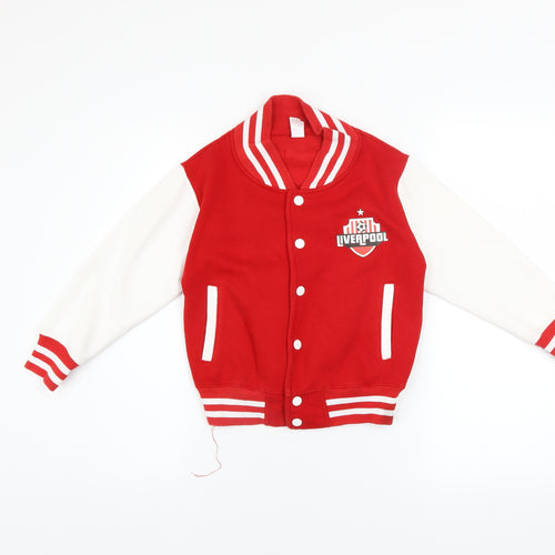Just Hoods Boys Red Varsity Jacket Liverpool Logo Size 5-6 Years