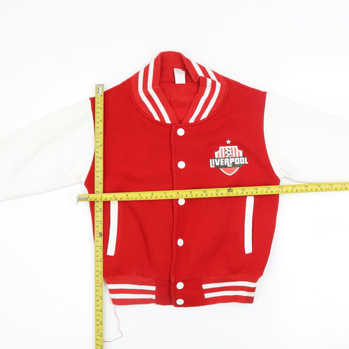 Just Hoods Boys Red Varsity Jacket Liverpool Logo Size 5-6 Years