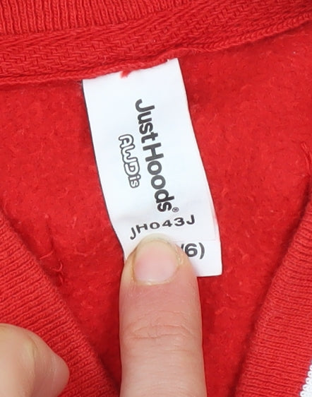 Just Hoods Boys Red Varsity Jacket Liverpool Logo Size 5-6 Years