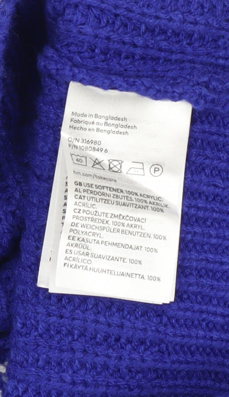 H&M Women's Blue V-Neck Sleeveless Knit Jumper Vest 2XS