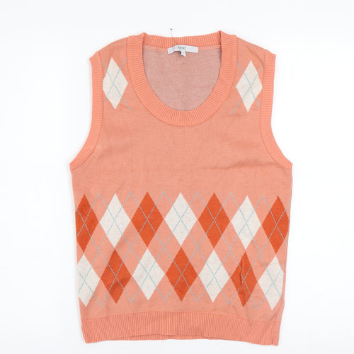 Next Men's Orange Argyle Sleeveless Knit Jumper Vest XS