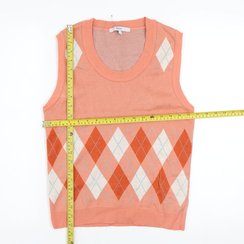 Next Men's Orange Argyle Sleeveless Knit Jumper Vest XS