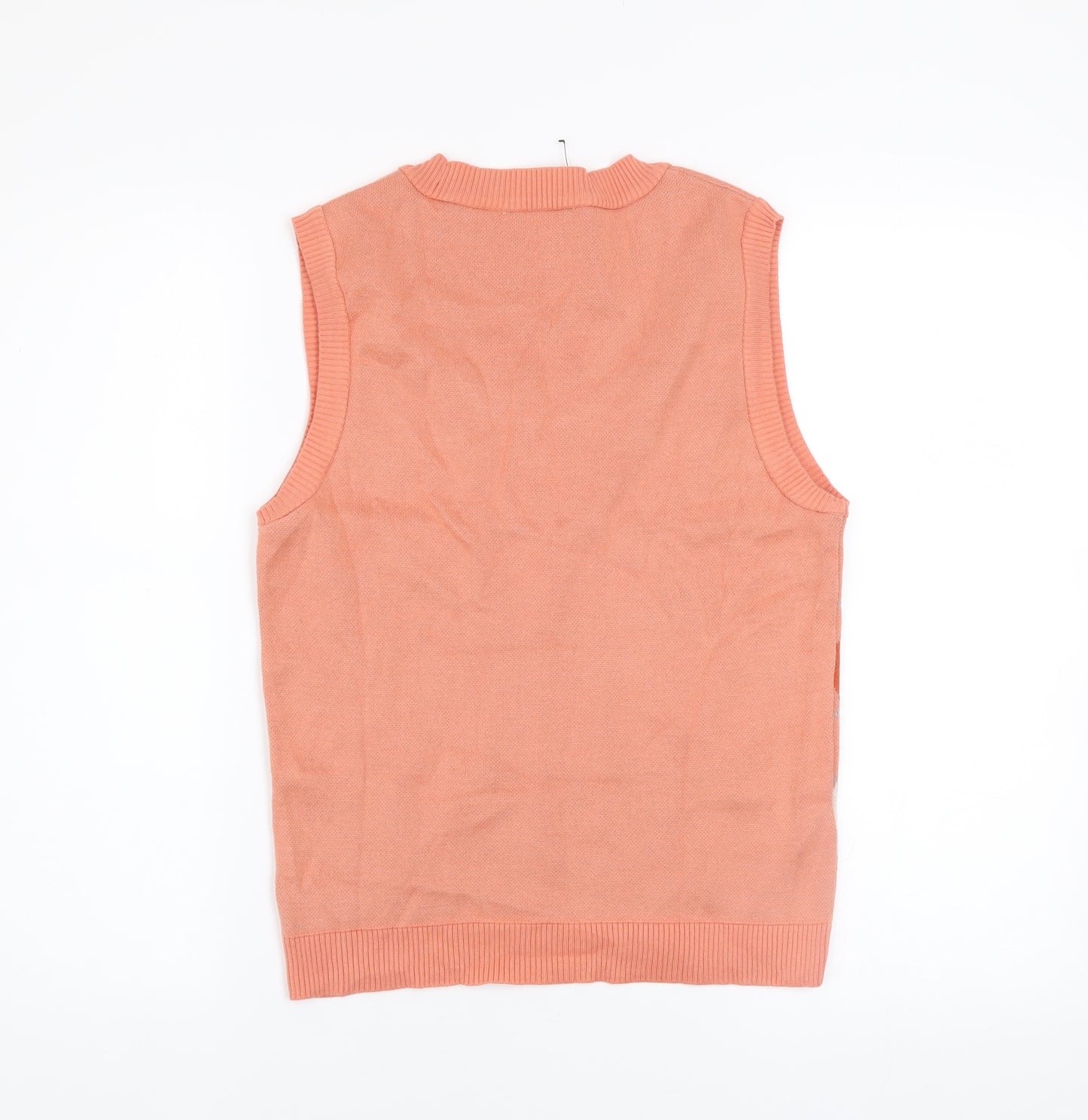 Next Men's Orange Argyle Sleeveless Knit Jumper Vest XS