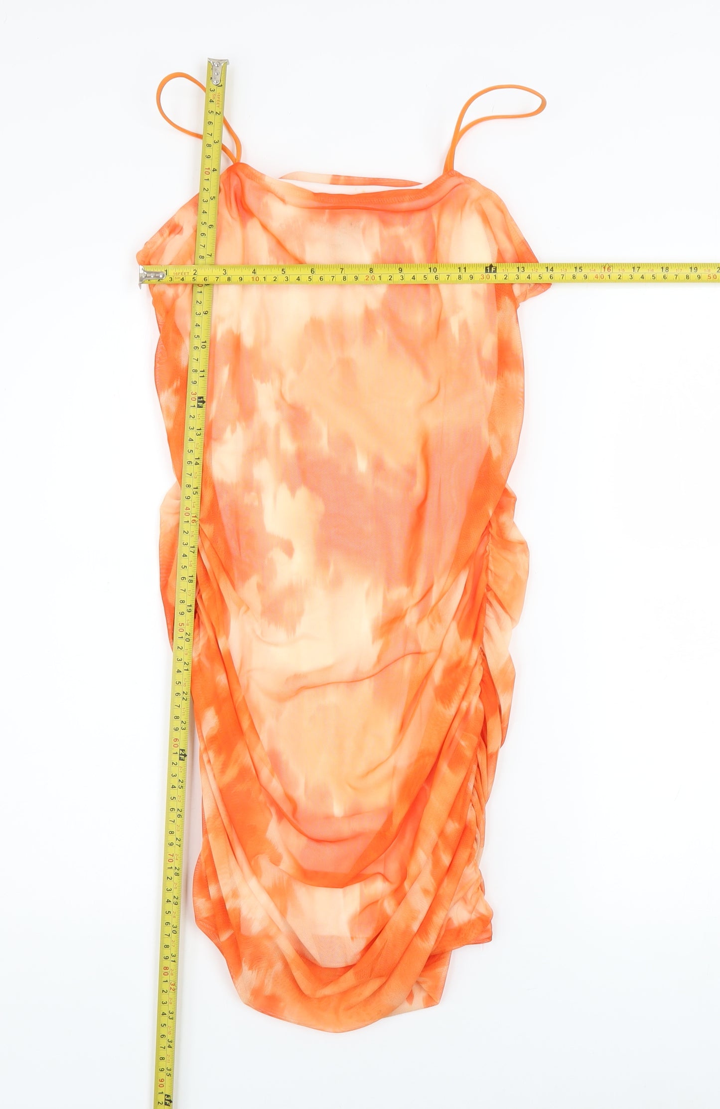 Pink Vanilla Women Orange Tie Dye Bodycon Ruched Dress Size 12