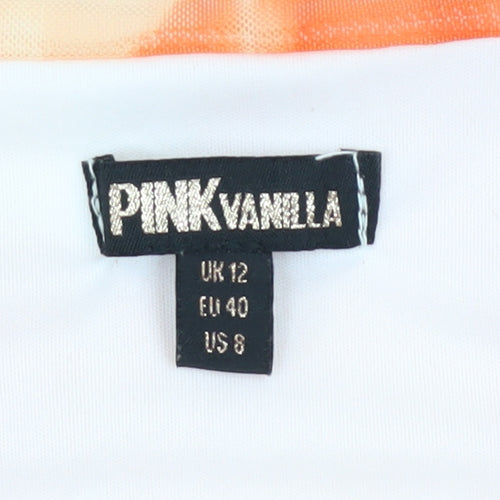 Pink Vanilla Women Orange Tie Dye Bodycon Ruched Dress Size 12