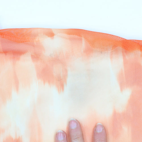 Pink Vanilla Women Orange Tie Dye Bodycon Ruched Dress Size 12