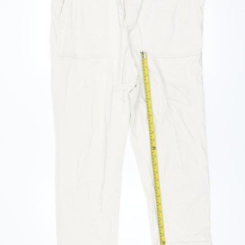 Dunnes Stores Men's Beige Cotton Chino Trousers L Breathable Elastic Waist
