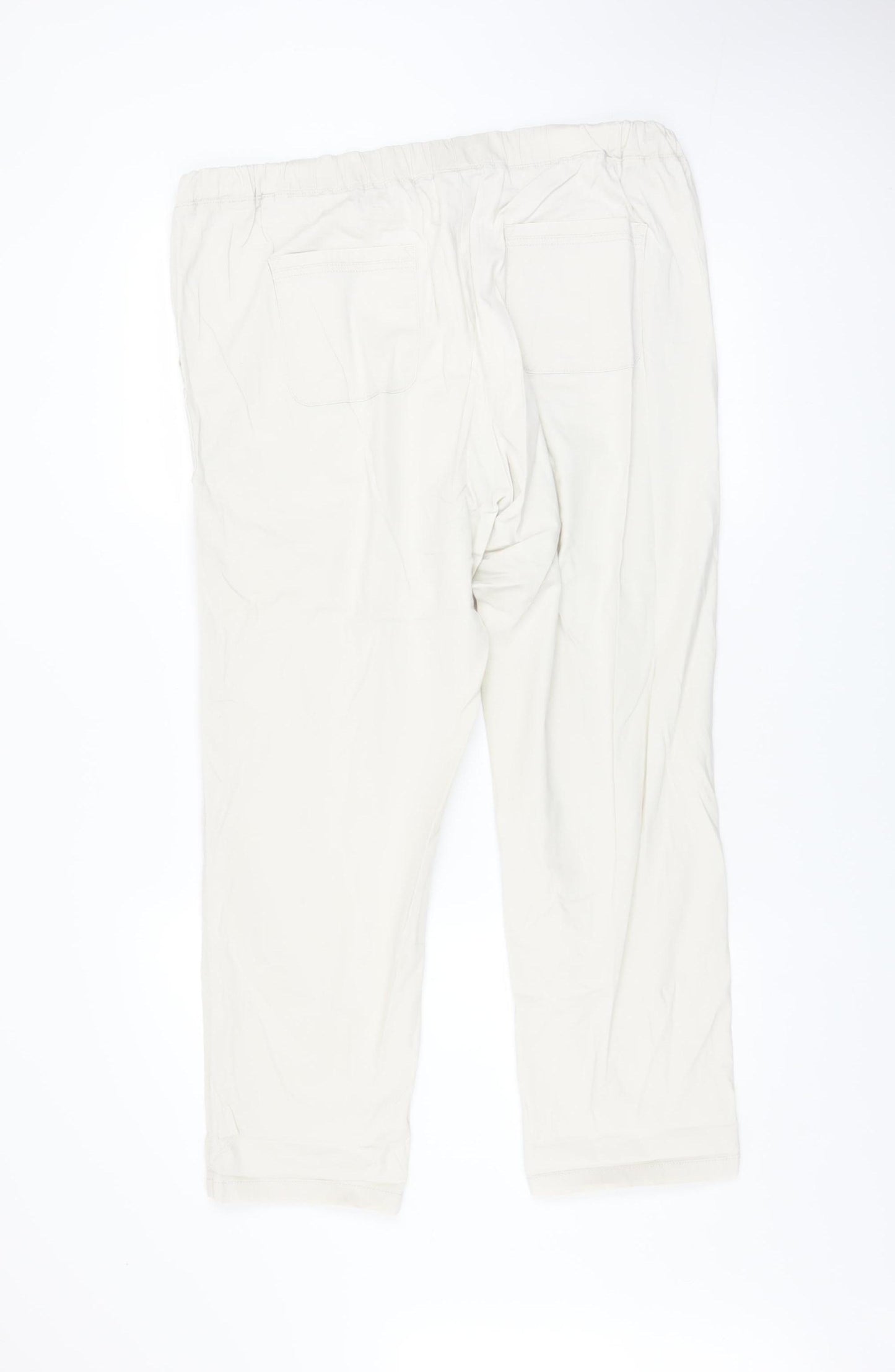 Dunnes Stores Men's Beige Cotton Chino Trousers L Breathable Elastic Waist