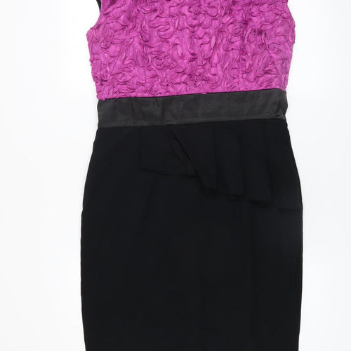 Diva Catwalk Women Black Pink Size 12 Sheath Peplum Dress