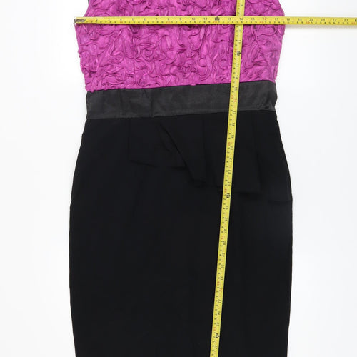 Diva Catwalk Women Black Pink Size 12 Sheath Peplum Dress