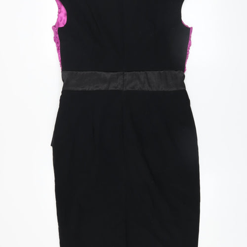 Diva Catwalk Women Black Pink Size 12 Sheath Peplum Dress