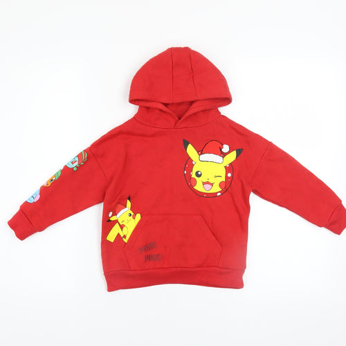 Pokémon Boys Red Pikachu Christmas Hoodie 3-4 Years Pullover Graphic Sweatshirt