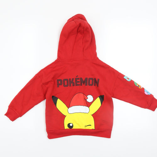 Pokémon Boys Red Pikachu Christmas Hoodie 3-4 Years Pullover Graphic Sweatshirt
