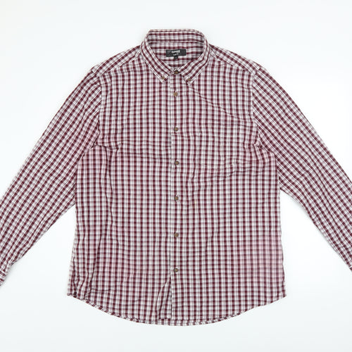 Dunnes Stores Men's Red Check Slim Fit Long Sleeve Casual Shirt XL