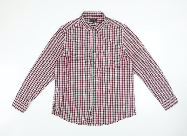 Dunnes Stores Men's Red Check Slim Fit Long Sleeve Casual Shirt XL