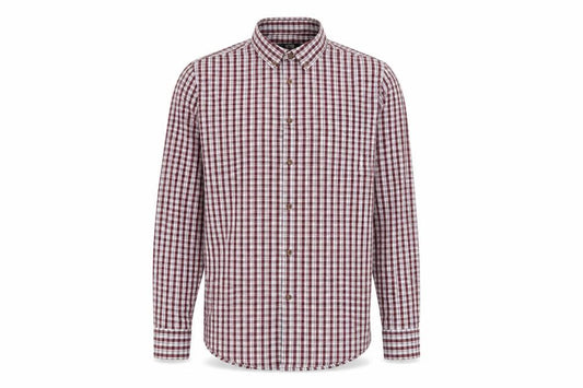 Front view of Dunnes Men's Red Check Slim Fit Long Sleeve Casual Shirt XL