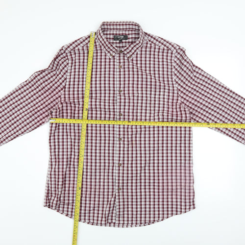 Dunnes Stores Men's Red Check Slim Fit Long Sleeve Casual Shirt XL