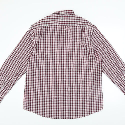 Dunnes Stores Men's Red Check Slim Fit Long Sleeve Casual Shirt XL