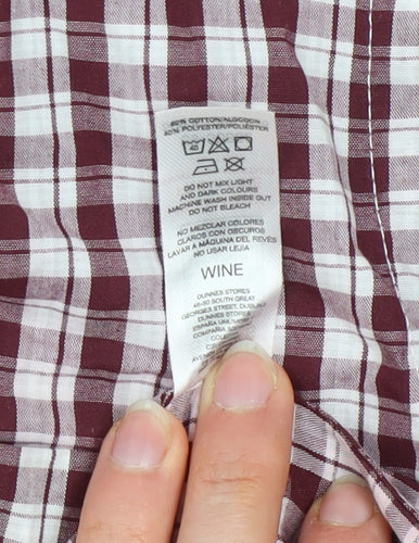 Dunnes Stores Men's Red Check Slim Fit Long Sleeve Casual Shirt XL
