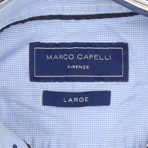 Marco Capelli Men's Blue Striped Cotton Button-Up Shirt Size L
