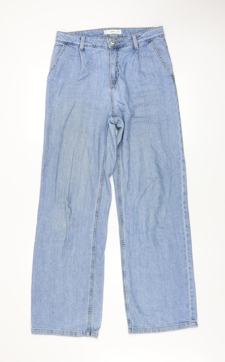MNG Women's Blue Wide-Leg Relaxed Fit Denim Jeans Size 6
