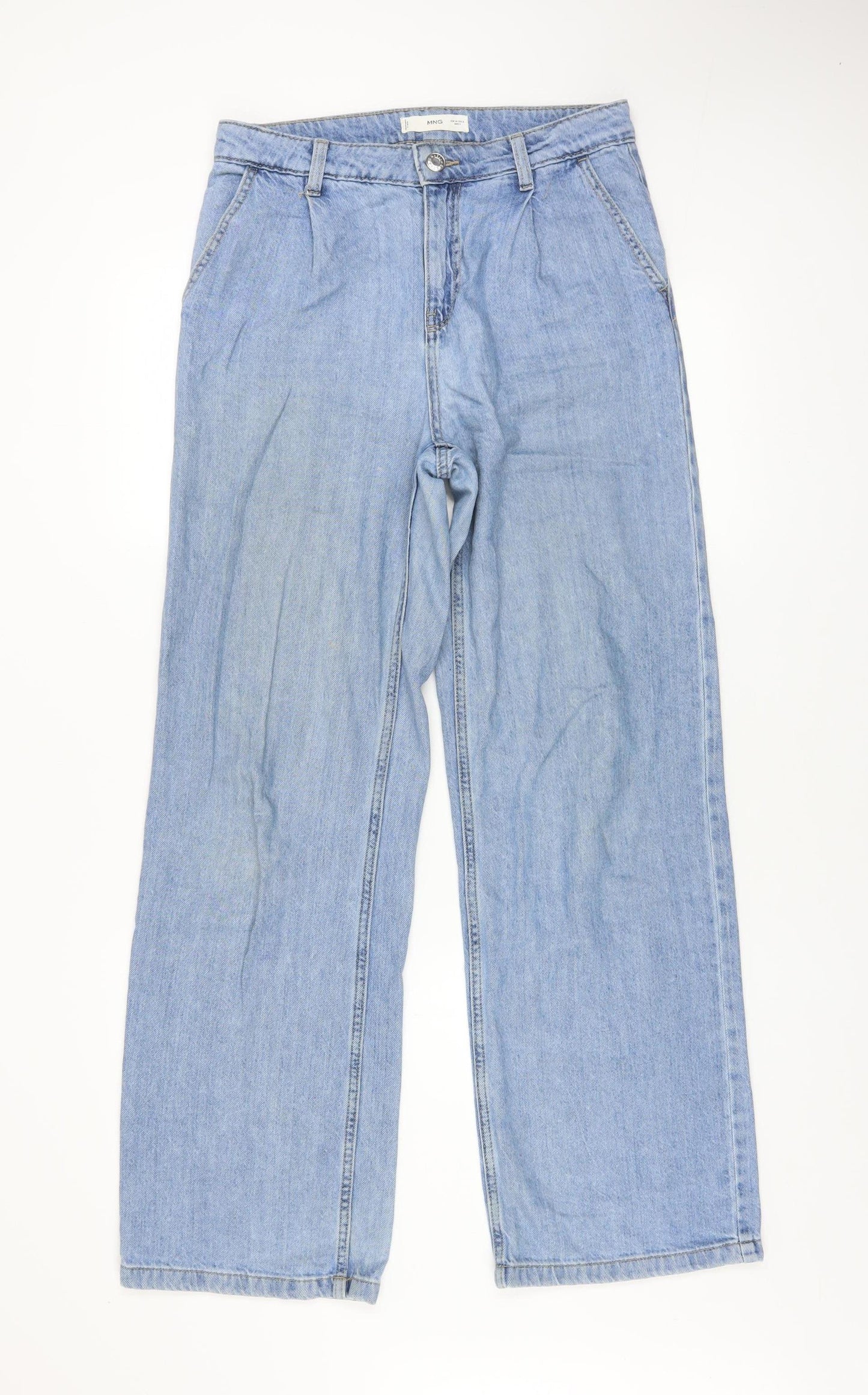 MNG Women's Blue Wide-Leg Relaxed Fit Denim Jeans Size 6